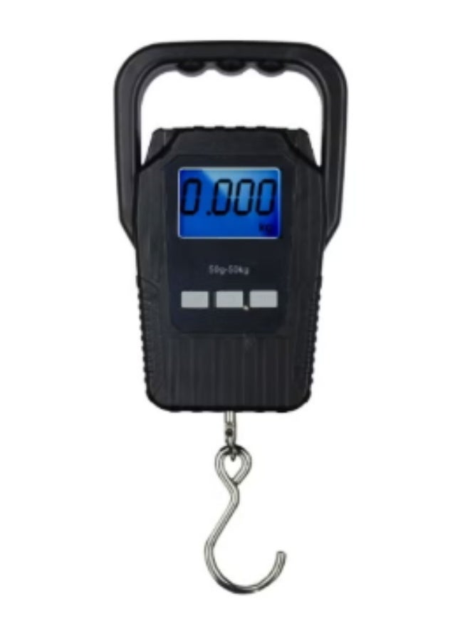 50kg Digital Hanging Scale with LCD Display, Tare Function & Stainless Steel Hook for Luggage, Fishing and Travel - Black - Image 1