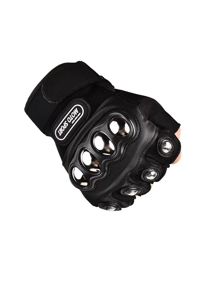 Motorcycle Half-Finger Gloves with Steel Shells, Touchscreen Compatible and Drop-Resistant - Image 2