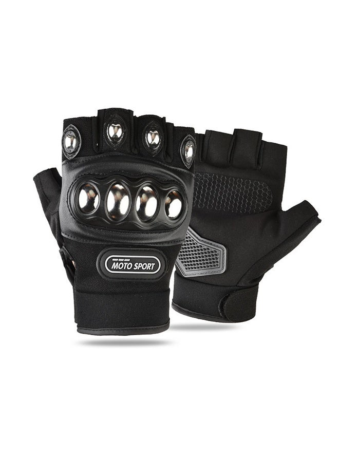 Motorcycle Half-Finger Gloves with Steel Shells, Touchscreen Compatible and Drop-Resistant - Image 1