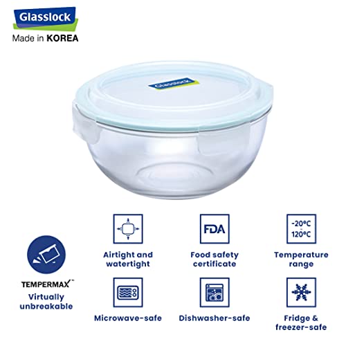 Glasslock Korea Tempered Glass Bowl with Lid 1000ml - Big Mixing Bowl Glass with Lid - Ideal for Serving and Preparing - Dishwasher/Fridge/Freezer/Microwave Safe Glass Bowls for Kitchen - Image 3