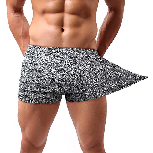 Lehmanlin Men's High Elastic Bodybuilding Shorts 3 Inch Workout Stretch Yoga Short Shorts Quick Drying(Gray-M) - Image 1