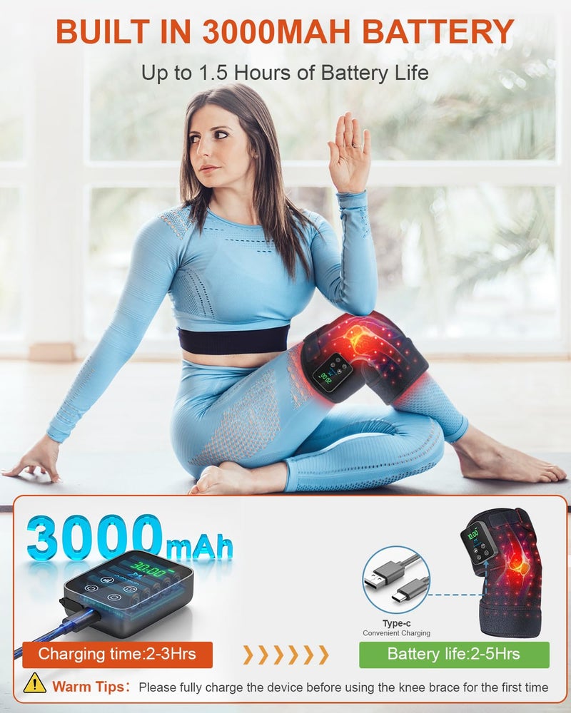 Astarexin Red Light Therapy Knee Brace Wireless Rechargeable with Pulse & Heating Modes, 660nm & 850nm Near-Infrared Light for Knee, Elbows & Shoulders Ideal for Elderly & Athletes FSA HSA Eligible - Image 4