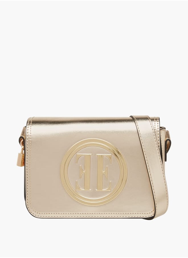 ELLE Women Monogram Embossed Crossbody Bag with Adjustable Strap  - Image 1