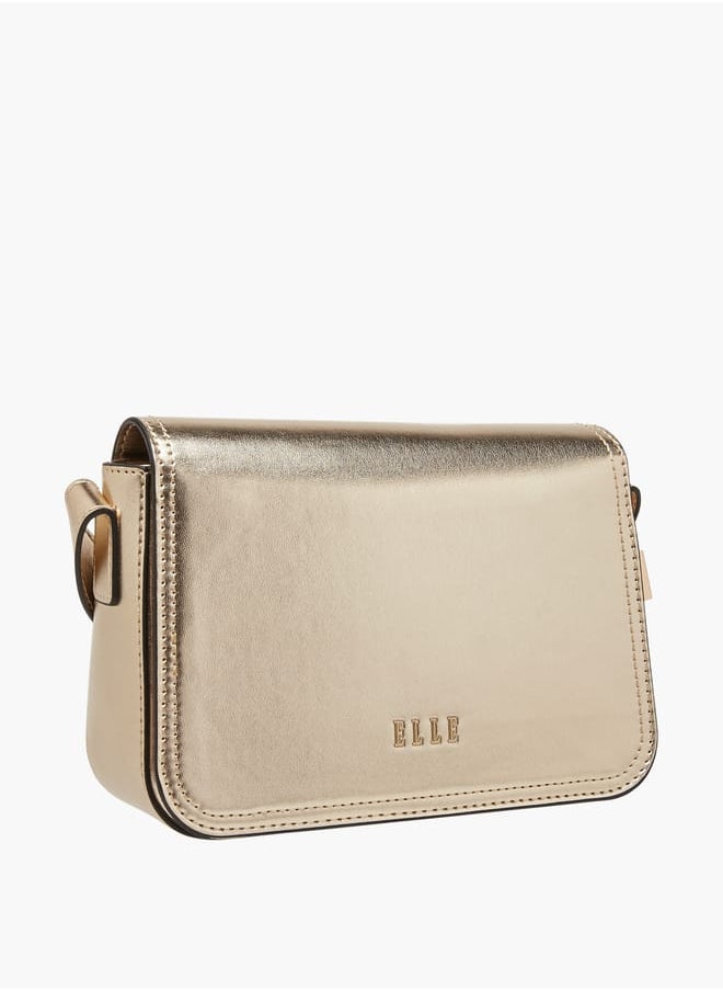 ELLE Women Monogram Embossed Crossbody Bag with Adjustable Strap  - Image 3