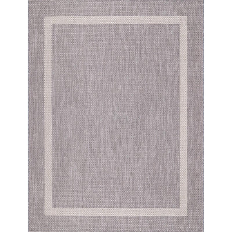 Luul Home Bordered Outdoor Rug 5x7 Washable Outside Carpet for Indoor Patio Porch Waterproof Easy Cleaning Non Shedding Area Rugs Gray 5 x 7 - Image 2