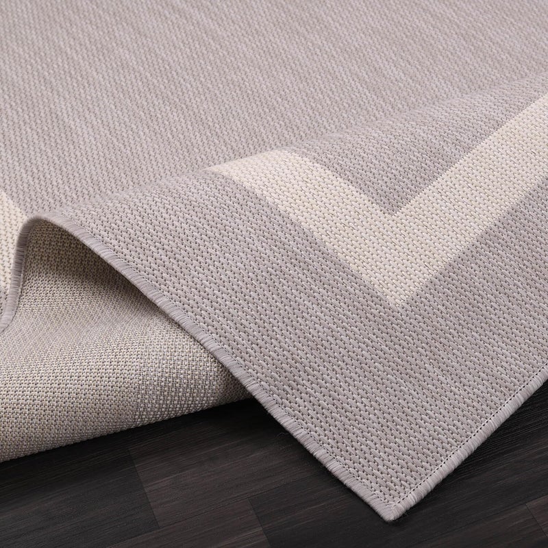 Luul Home Bordered Outdoor Rug 5x7 Washable Outside Carpet for Indoor Patio Porch Waterproof Easy Cleaning Non Shedding Area Rugs Gray 5 x 7 - Image 3