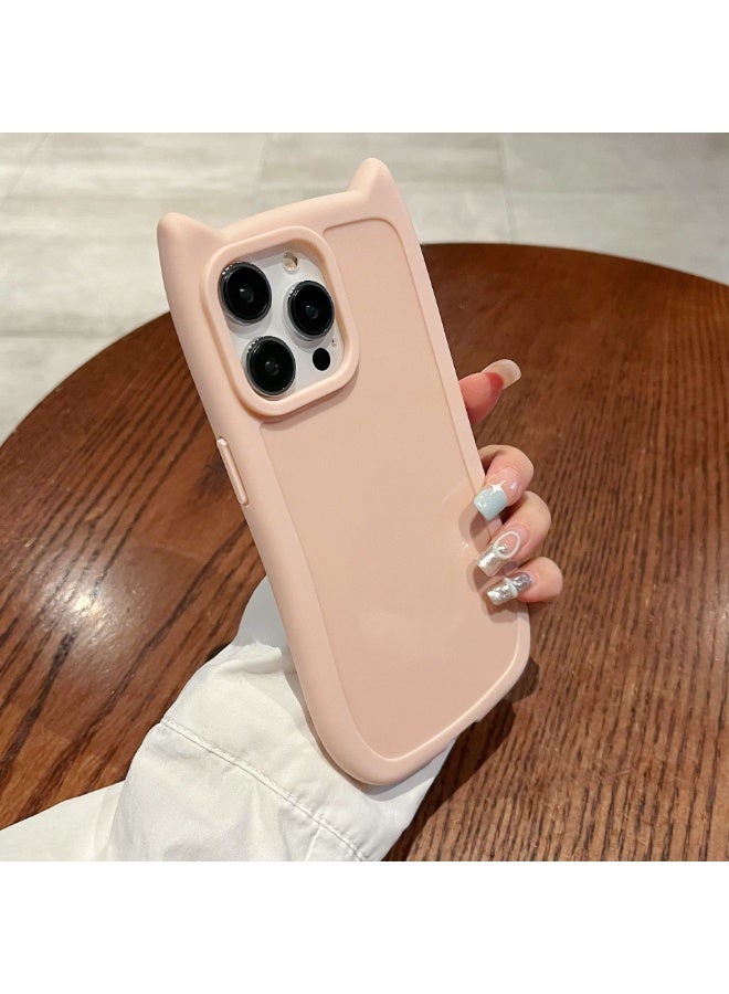 NIBEMINENT Cat Ears Protective TPU Case Cover For iPhone 14, Sakura Powder - Image 1