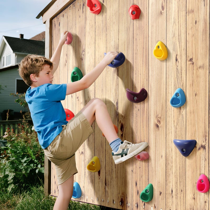 TOPNEW 32PCS Rock Climbing Holds with Mounting Hardware - Climbing Rocks for Indoor/Outdoor Kids Adults Rock Wall, Play Set & Climbing Gym, Dark Color - Image 4