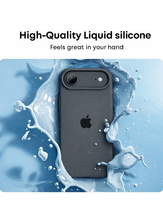 Mobcos Mobcos iPhone 17 Air Grey Logo Premium Silicone Magnetic Wireless Charging Case for iPhone | Silky Soft Touch | Military-Grade Shockproof Protection | Strong Magnetic Compatibility | Luxury Slim Cover