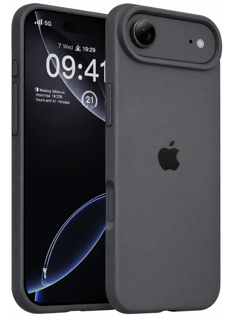 Mobcos Mobcos iPhone 17 Air Grey Logo Premium Silicone Magnetic Wireless Charging Case for iPhone | Silky Soft Touch | Military-Grade Shockproof Protection | Strong Magnetic Compatibility | Luxury Slim Cover
