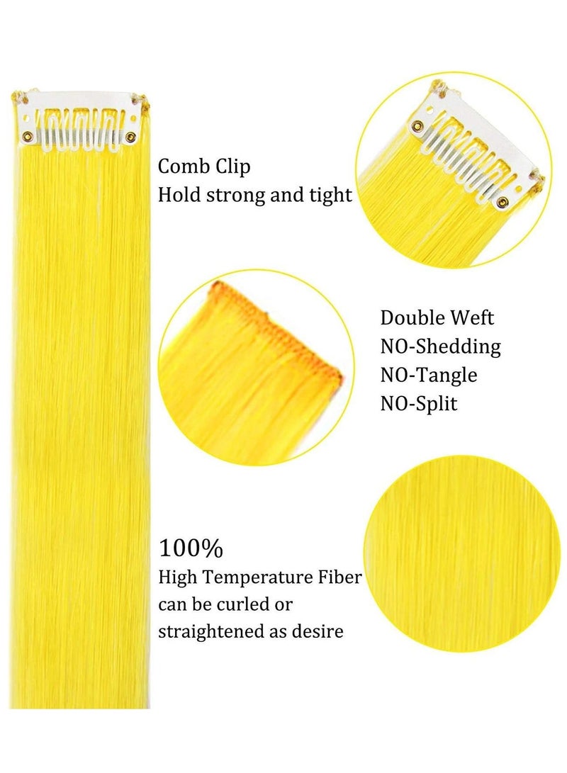 إستيل إكسسوارات شعر عصرية بألوان بناتي مشبك على قطع شعر مستعار بألوان قوس قزح للفتيات والمراهقين الأمريكيين وصلات شعر ملونة للحفلات متعددة الألوان متعددة الألوان 14 قطعة - Image 3