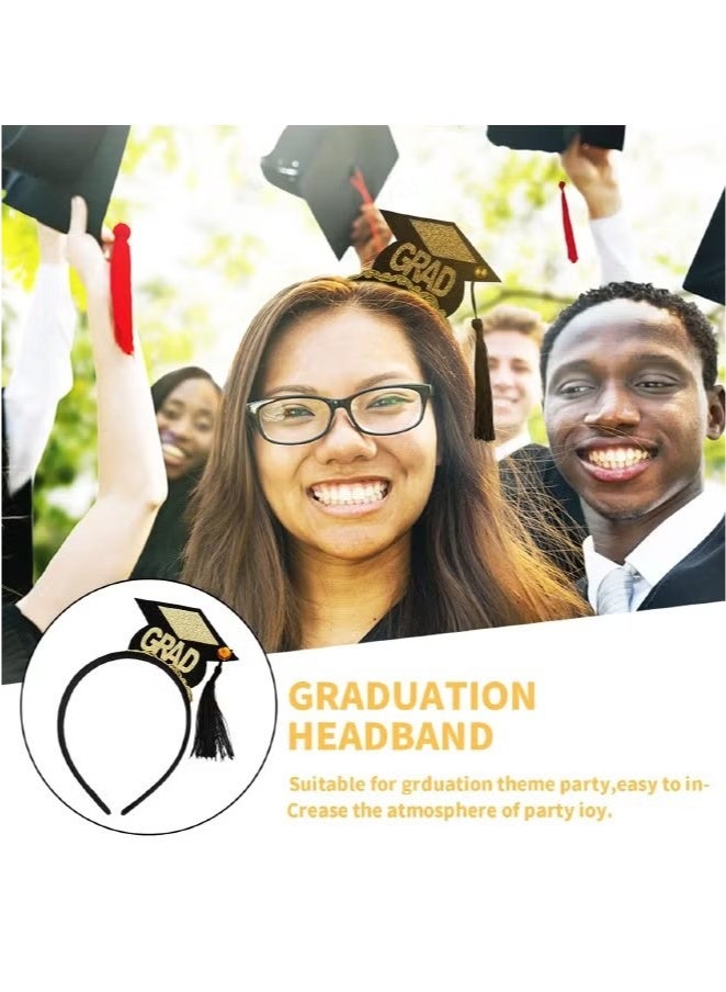 طقم من قطعتين من عصابة رأس التخرج ووشاح، وعصابات رأس صغيرة لحفلات العازبين مع شرابة ذهبية - Image 3