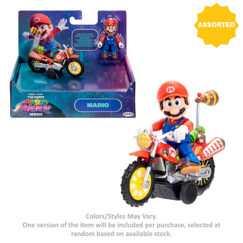 Nintendo The Super Mario Galaxy Movie Figure with Pull-Back Racer Vehicle Toy Set (Assorted) - Image 2