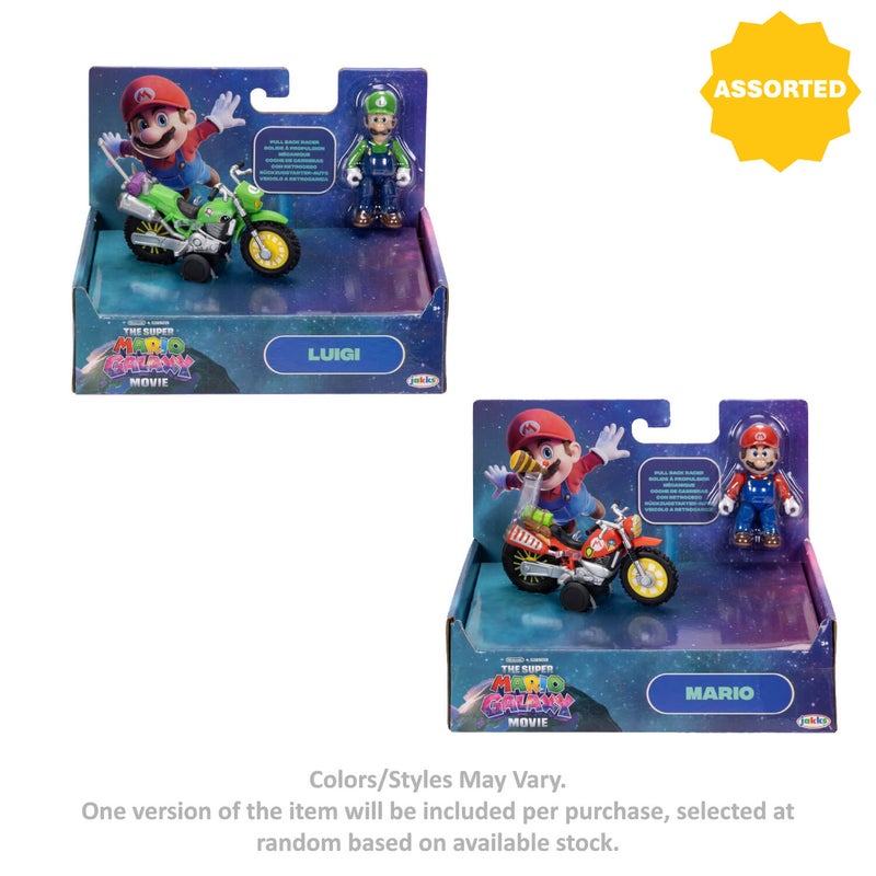 Nintendo The Super Mario Galaxy Movie Figure with Pull-Back Racer Vehicle Toy Set (Assorted) - Image 1