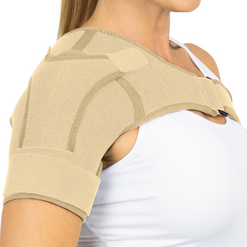 Shoulder Brace for Women Men Injury Recovery Compression Support Sleeve for Rotator Cuff Injuries Arthritis Sprain Dislocation PT Targeted Inflammation Pain Relief Beige Medium