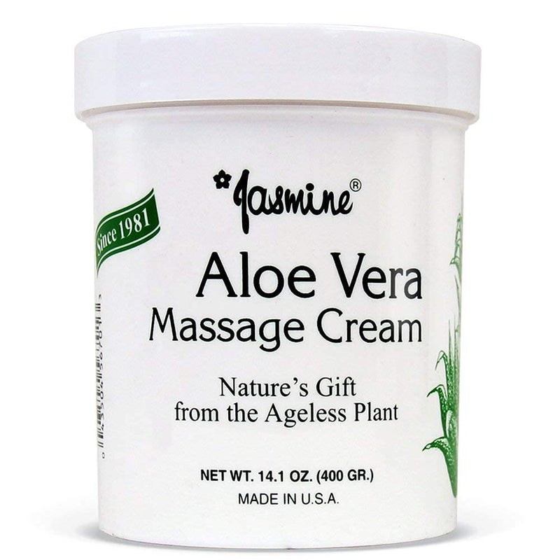 Jasmine Aloe Vera Massage Cream. Keep Your Face and Body Fresh and Soft with Anti-Aging Therapy Cream. Have Deeply Moisturized and Nutrition on Your Skin. Organic Aloe Vera Extract. [400 g / 14.1 Oz] - Image 1