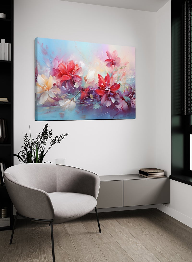 لوحة كانفاس على إطار خشبي بتصميم فن تجريدي لزهور الليلى - Image 3