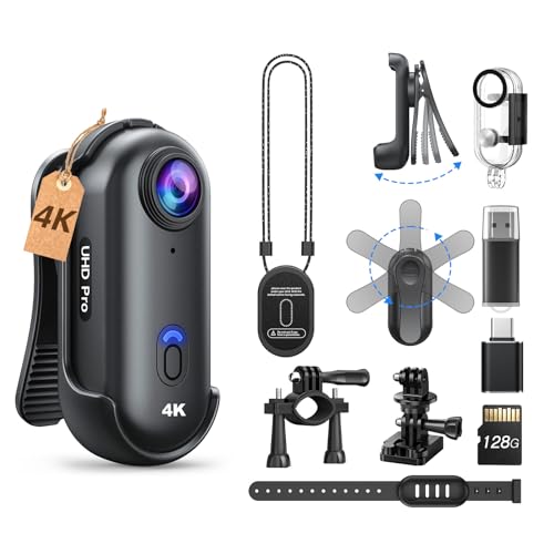 BOBLOV W4 4K Mini Body Camera, 128G Wearable Cam with Waterproof Case, Magnetic Clip, and Quick-Mount Accessories, 96 Minutes for Recording, Easy to Use for Lecture, Traveling, and Outdoors Activities - Image 1