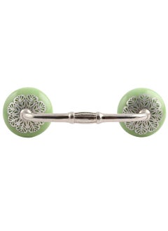 Indian-Shelf IndianShelf 1 Pack Ceramic Green Drawer Pulls T Bar Vintage Kitchen Cabinet Handles Silver Hardware 4 Hole to Hole Dresser Door Handle BH361CK921 
