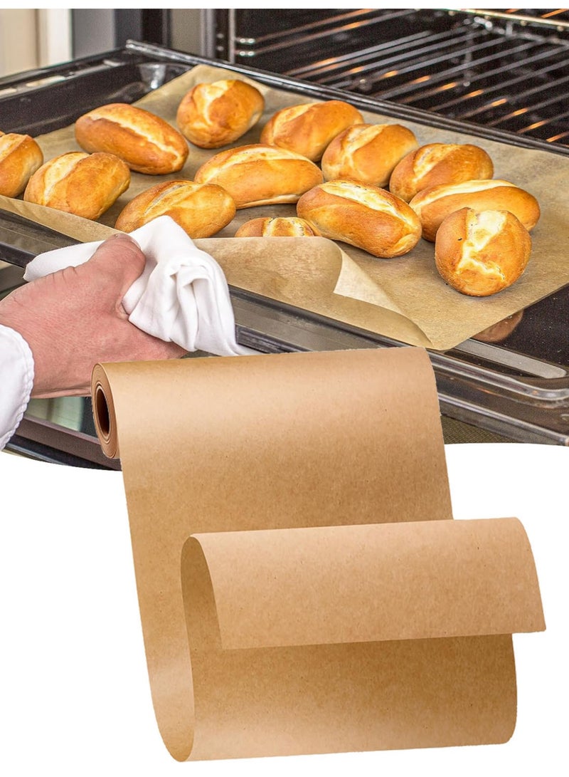 لفافة ورق زبدة، 12 بوصة × 65 قدم، غير مبيضة، غير لاصقة، ورق زبدة بني أطول للخبز في الفرن، المقلاة الهوائية، الطهي بالبخار، الخبز والشواء - Image 1