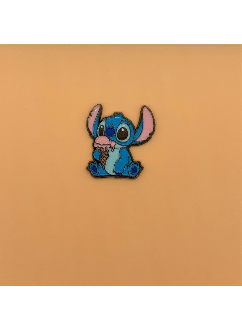 Disney 3D Metal Premium Sticker - Stitch from Disney Eating Ice Cream - for Mobile Phone Laptop and Any Smooth Surface - Image 2
