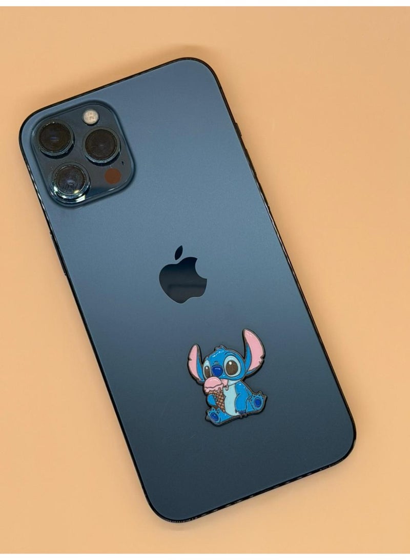 Disney 3D Metal Premium Sticker - Stitch from Disney Eating Ice Cream - for Mobile Phone Laptop and Any Smooth Surface - Image 1