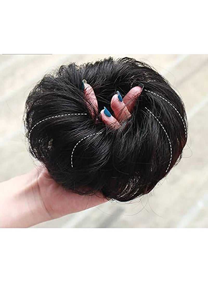 إستيل كعكة الشعر الفوضوي Scrunchie مع وصلات شعر على شكل ذيل حصان مطاطي مع وصلات شعر على شكل ذيل حصان أوبو شينيون دونات على شكل ذيل حصان شعر صناعي مجعد للنساء (اللون رقم PINK3) - Image 4