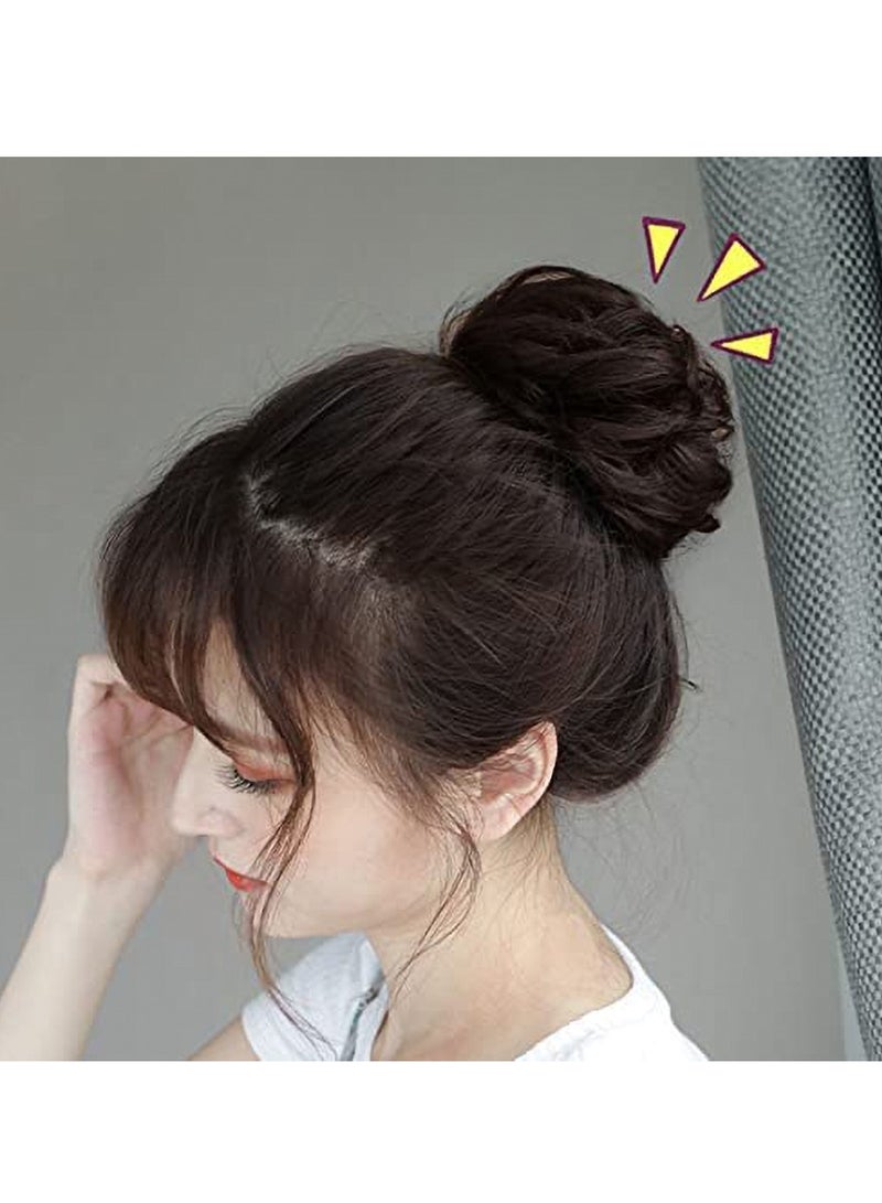 إستيل كعكة الشعر الفوضوي Scrunchie مع وصلات شعر على شكل ذيل حصان مطاطي مع وصلات شعر على شكل ذيل حصان أوبو شينيون دونات على شكل ذيل حصان شعر صناعي مجعد للنساء (اللون رقم PINK3) - Image 3