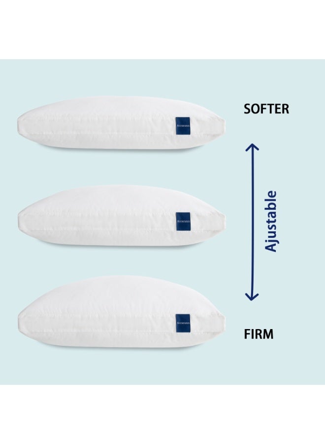 ACCURATEX Pillows Set of 2, Hybrid Shredded Memory Foam Pillow[Adjustable Loft], Fluffy Down Alternative Fill Removable Cotton Cover, Firm Supportive Pillow for Side Back Sleepers - Image 3