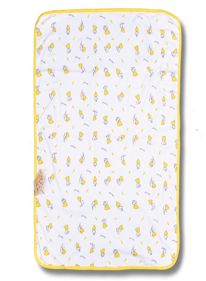 Tinycare Cotton Bath Towel for New Born, Extra Soft Double Side Interlok Fabric Printed Towel for Kids/Toddler/Infants 85 x 60cm, Quick Absorbent, Reusable Napkins Bathing Towels (Yellow- 1P) - Image 1