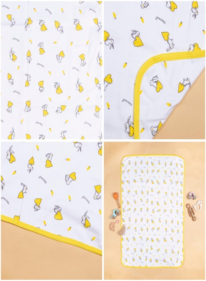 Tinycare Cotton Bath Towel for New Born, Extra Soft Double Side Interlok Fabric Printed Towel for Kids/Toddler/Infants 85 x 60cm, Quick Absorbent, Reusable Napkins Bathing Towels (Yellow- 1P) - Image 3