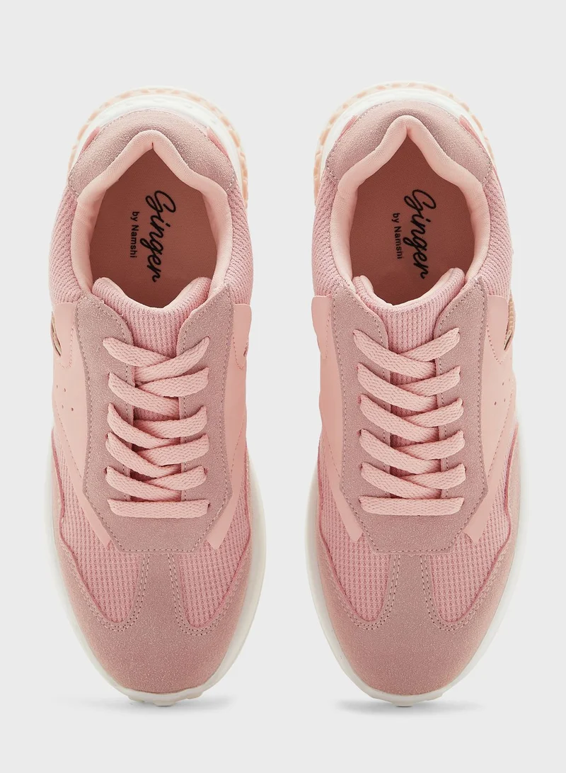 Ginger Textured Stripe Detail Sneaker