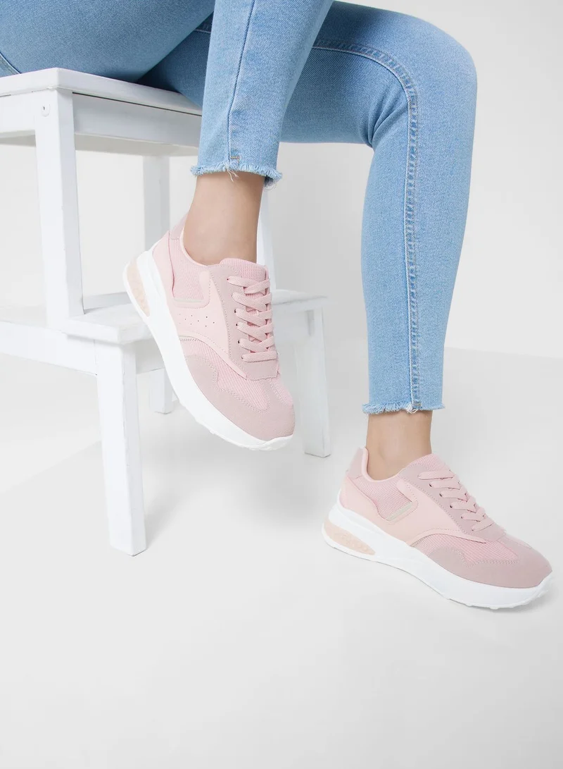 Ginger Textured Stripe Detail Sneaker