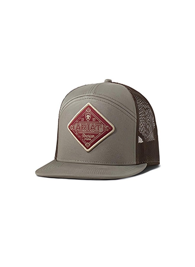 ARIAT Men's Grey Richardson 112 Cap with Red and Tan Diamond Patch