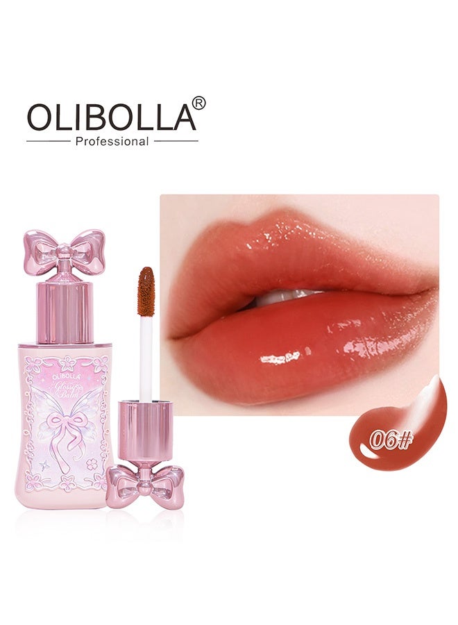 OLIBOLLA Glossy Balm, Cute Bow Cap Hydrating Shine Lip Plumper, Long Lasting Glass Lip Gloss 06 - Image 2