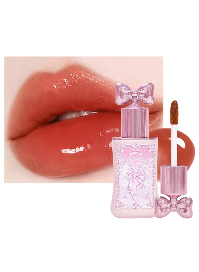 OLIBOLLA Glossy Balm, Cute Bow Cap Hydrating Shine Lip Plumper, Long Lasting Glass Lip Gloss 06 - Image 1