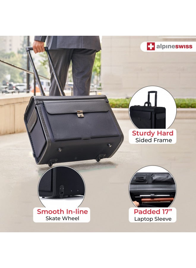 Alpine Swiss حقيبة لابتوب ألباين سويس رولينغ 17" على عجلات حقيبة محاميين بحجم قانوني باللون الأسود - Image 1