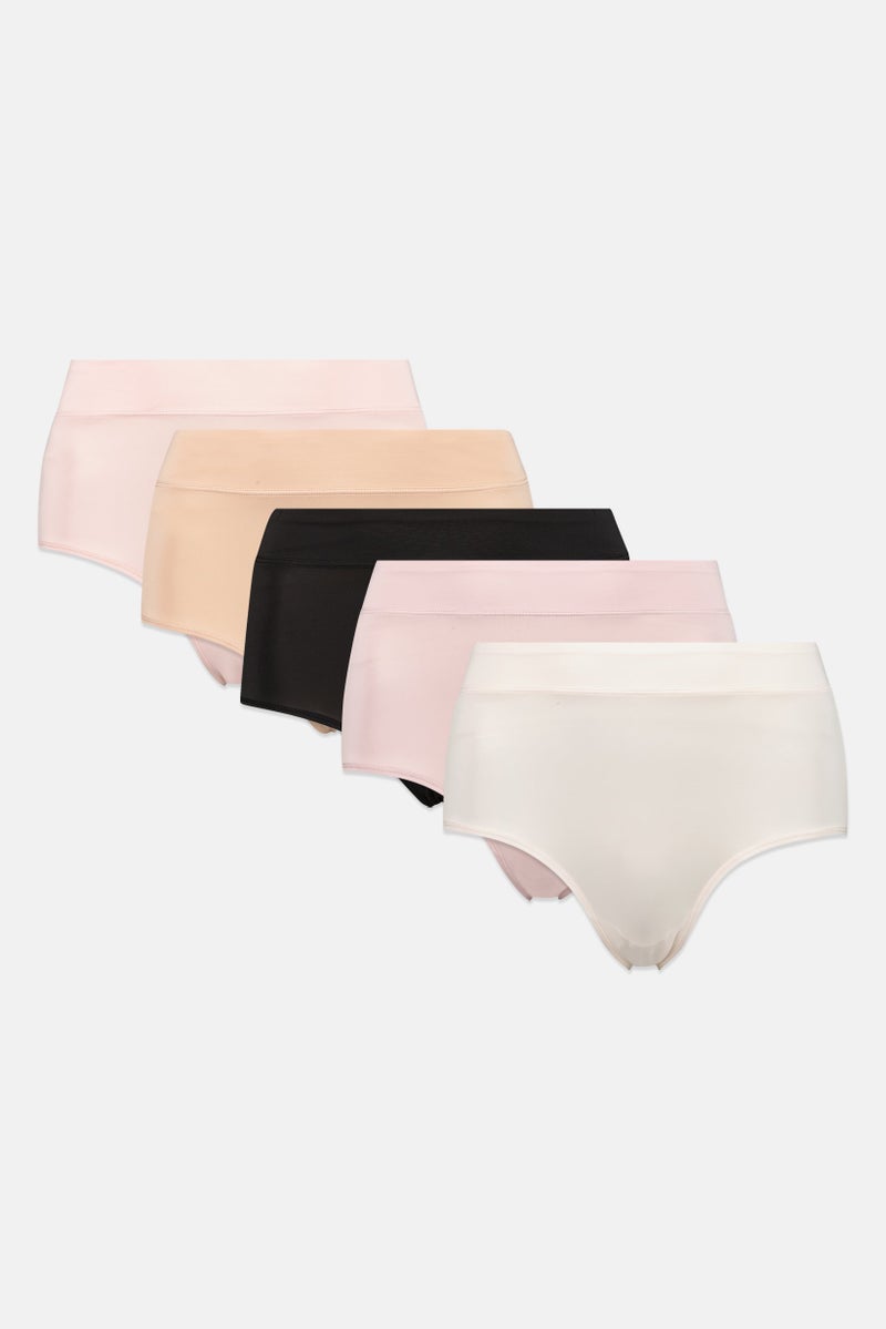 Gloria Vanderbilt Women 5 Pack Plain Microfiber Briefs, Multicolor - Image 2