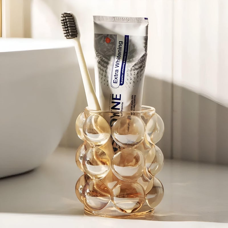 Organizer - Transparent crystal glass storage jar with bubble effect, perfect for makeup brushes, multifunctional decor accent, and creative handmade natural candle mold for crafts