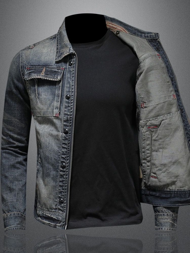 Long Sleeve Lel Cardigan Denim Jacket Coat Boys Youth Loosen Niche Design Youth Fashion Style - Image 3