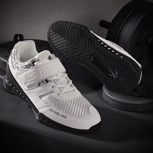 Osterland Weightlifting Shoes Squat Shoes for Men Women: Suitable for Heavy Weight Lifting, High-Performance Footwear, Gym Powerlifting, Deadlifting, Weight Training Black/White - Image 2