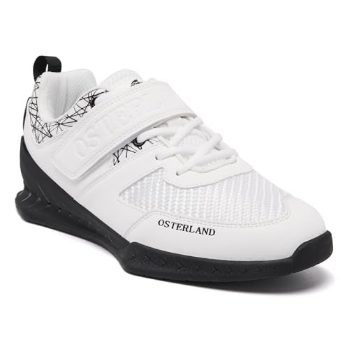 Osterland Weightlifting Shoes Squat Shoes for Men Women: Suitable for Heavy Weight Lifting, High-Performance Footwear, Gym Powerlifting, Deadlifting, Weight Training Black/White - Image 1
