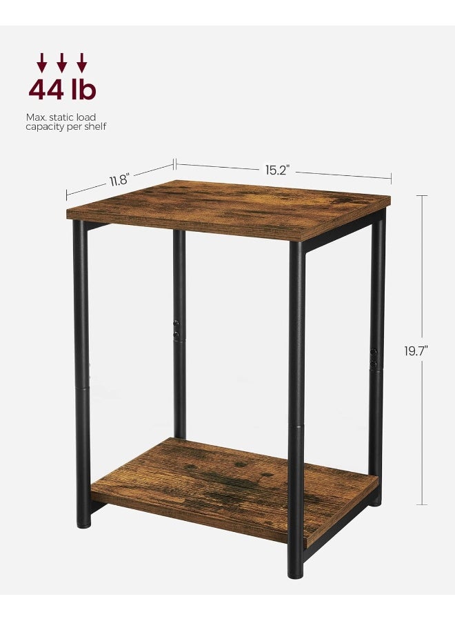 VASAGLE Set of 2 Side Tables, 2-Tier Sofa Side Tables, Bedside Tables with Steel Frames, for Living Room, Bedroom, Home Office, Industrial Style, Rustic Brown and Black - Image 3