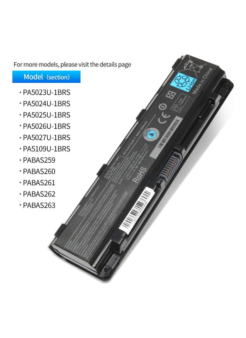 Generic Replacement Laptop Battery for Toshiba Satellite S855, C855, C850, P850, L855, C800 – Compatible with PA5025U-1BRS, PA5024U-1BRS, PA5026U-1BRS, PABAS260, PA5023U-1BRS, PA5109U-1BRS – 10.8V 48Wh  - Image 5