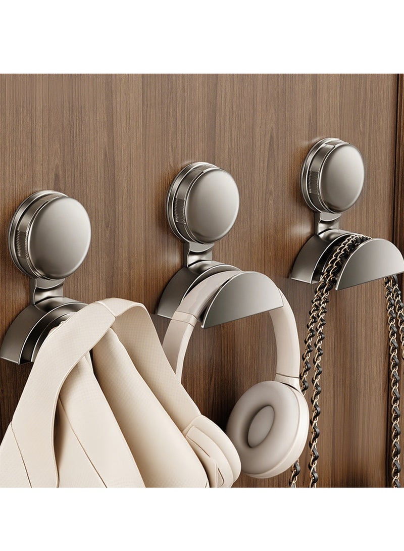 هومستر 3 أجهزة كمبيوتر شخصية كوب امتصاص باب الخطاف الخلفي ، قوي الحمل ، خطاف لاصق الحمام ، باب المدخل ، رف تخزين الملابس ، تخزين حقيبة معلقة رمادي - Image 1