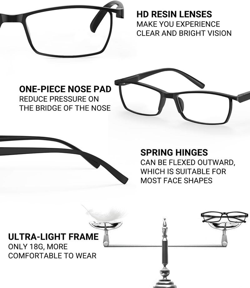 TERAISE 4PCS Value Anti-Blue Light Reading Glasses,Lightweight Comfortable Reader Glasses for Men and Women,Sturdy Computer Reading Glasses Blue Light Blocking Included Eyeglasses Case - Image 4