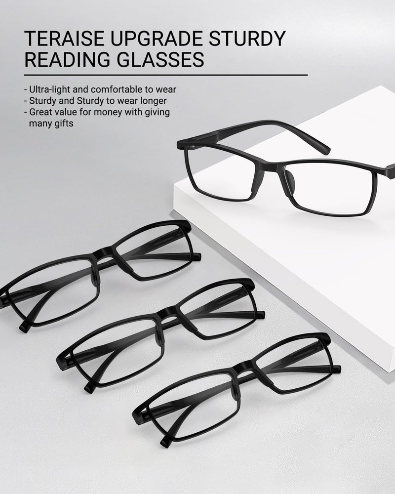 TERAISE 4PCS Value Anti-Blue Light Reading Glasses,Lightweight Comfortable Reader Glasses for Men and Women,Sturdy Computer Reading Glasses Blue Light Blocking Included Eyeglasses Case - Image 2