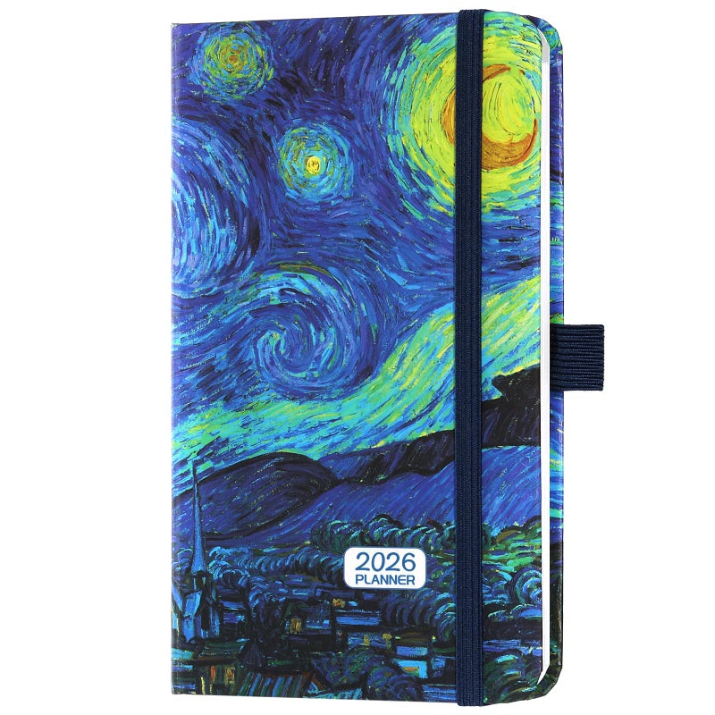 BooQool 2026 Pocket Planner/Calendar - 2026 Calendar Weekly and Monthly from January 2026 - December 2026 with Spreads, 3.8" x 6.3", Pen Holder, Inner Pocket, Elastic Closure - Image 1