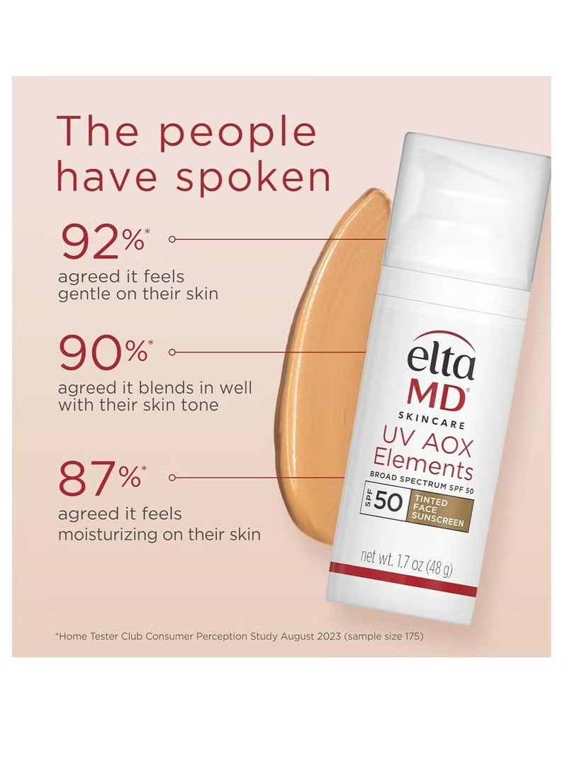EltaMD AOX Elements Tinted Mineral Face Sunscreen, SPF 50, Tinted Sunscreen for Face with Antioxidants, 1.7 oz Pump - Image 4