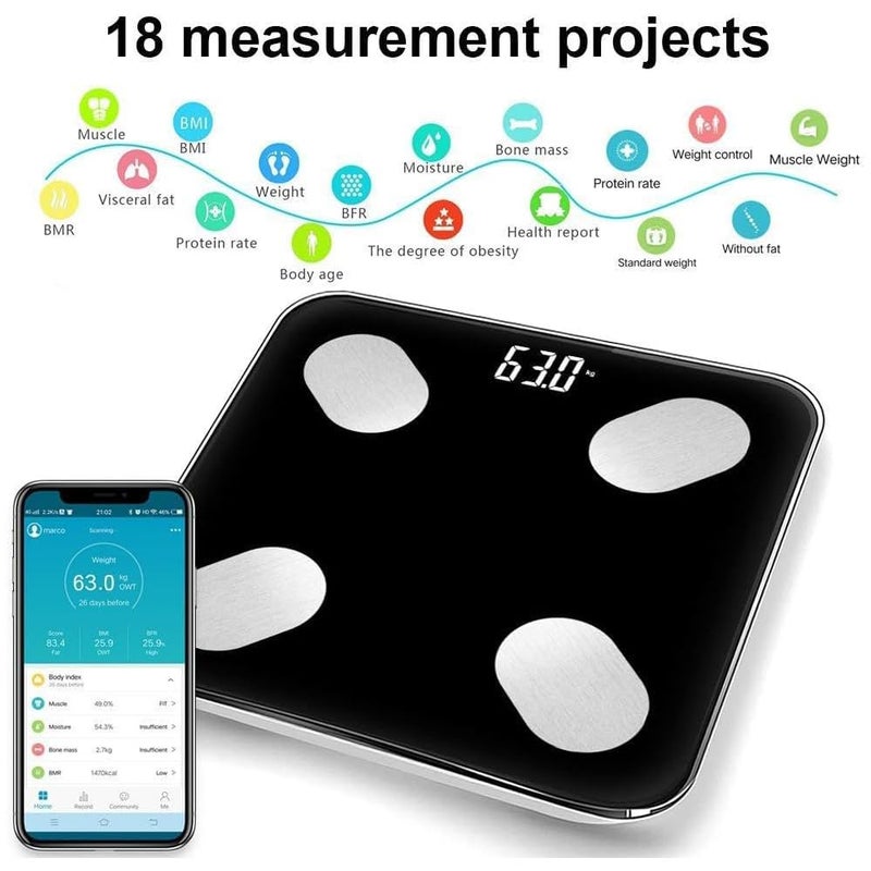 Tazweeq Body Fat Scale - Intelligent BT Electronic Weight Scale with High Precision Sensors - Image 2